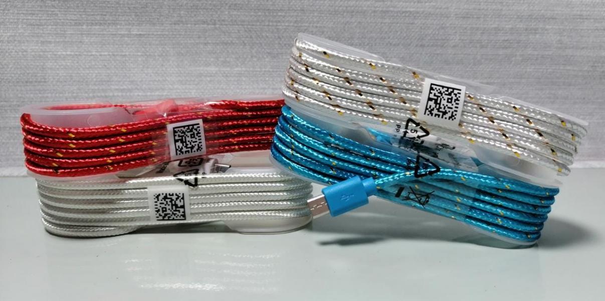 CABLES USB MICRO V8 METALICO TEJIDO COLOR BLANCO