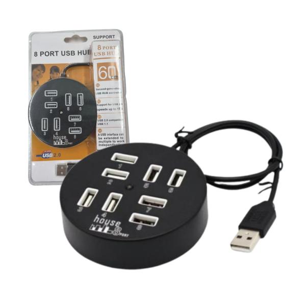 HUB USB A 1 USB A 8 USB A CON CABLE DE 60 CM COLOR NEGRO