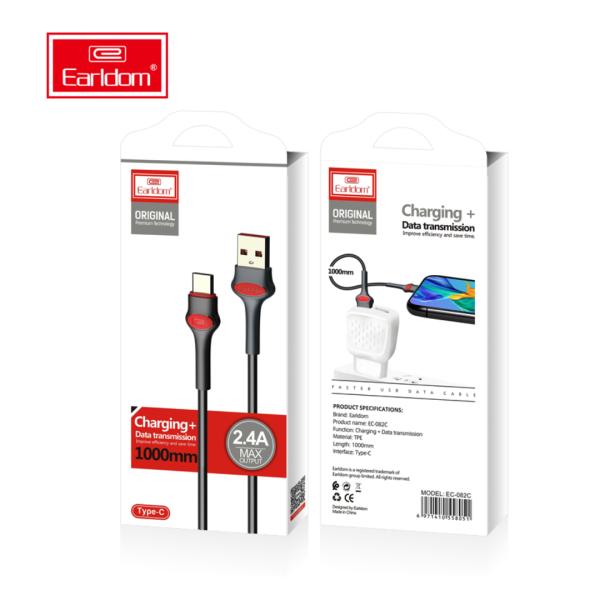 CABLES USB TIPO-C EC-082C EARLDOM NEGRO