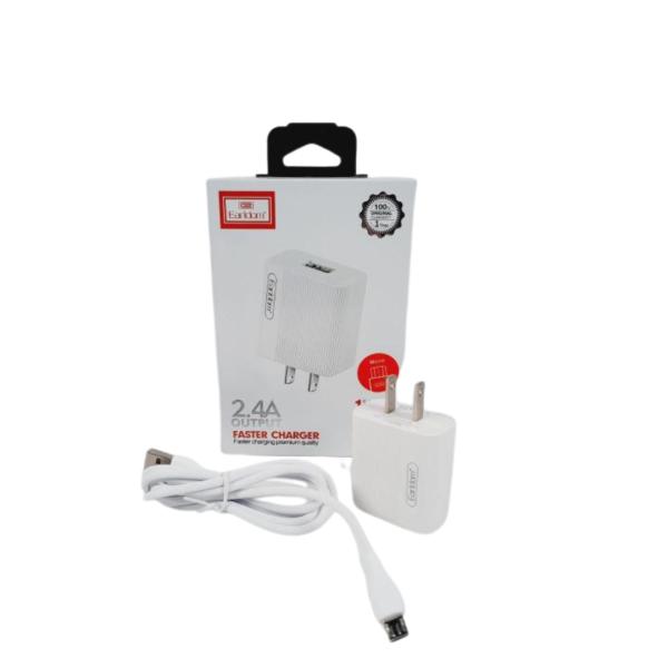 CARGADOR CUBO CASA ES-161M CON CABLE MICRO V8 EARLDOM