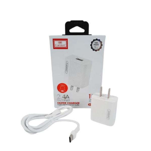 CARGADOR CUBO CASA ES-161 CON CABLE TIPO-C A USB  EARLDOM