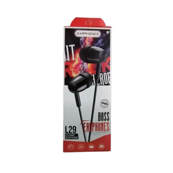 AUDIFONOS MANOS LIBRES CON CABLE STEREO MP3 L29 COLOR NEGRO