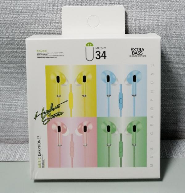 AUDIFONOS MANOS LIBRES CON CABLE STEREO MP3 U34/U28 COLOR CELESTE
