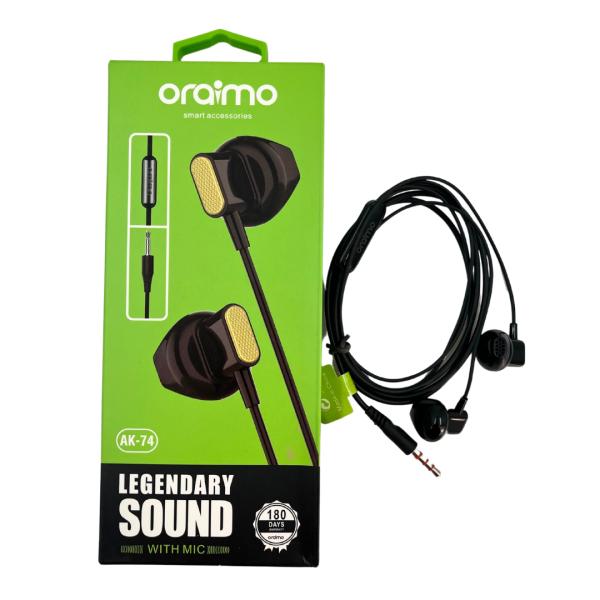 AUDIFONOS MANOS LIBRES CON CABLE STEREO MP3  ORAIMO O REALME AK-72 NEGRO
