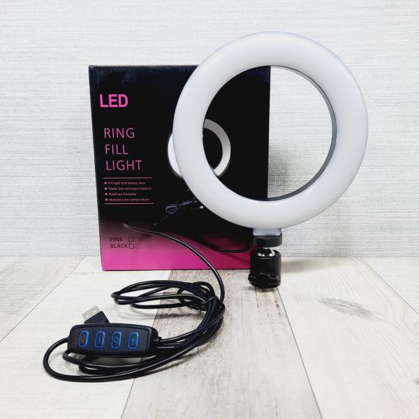 ARO DE LUZ 16 CM CON HOLDER PARA TRIPODE CONECTOR USB TAMA&Ntilde;O + TRIPODE 16 CM