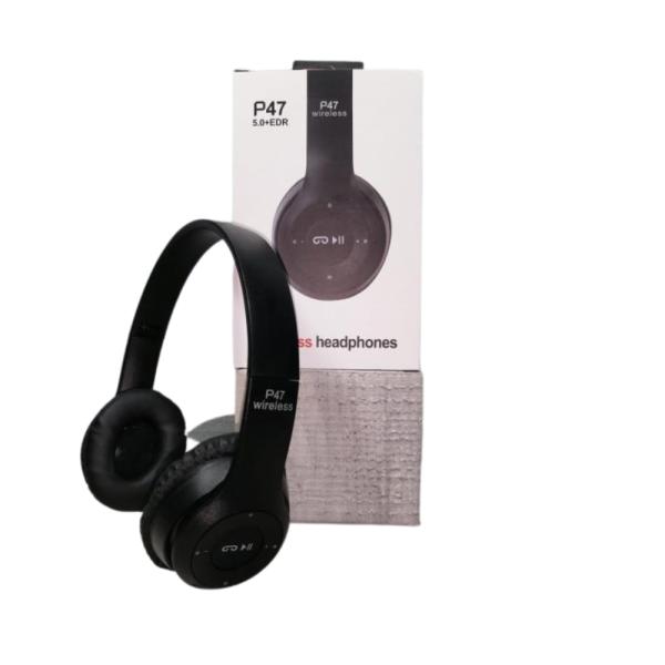 AUDIFONOS MANOS LIBRES BLUETOOTH STEREO MP3 WIRELESS P47 COLOR NEGRO