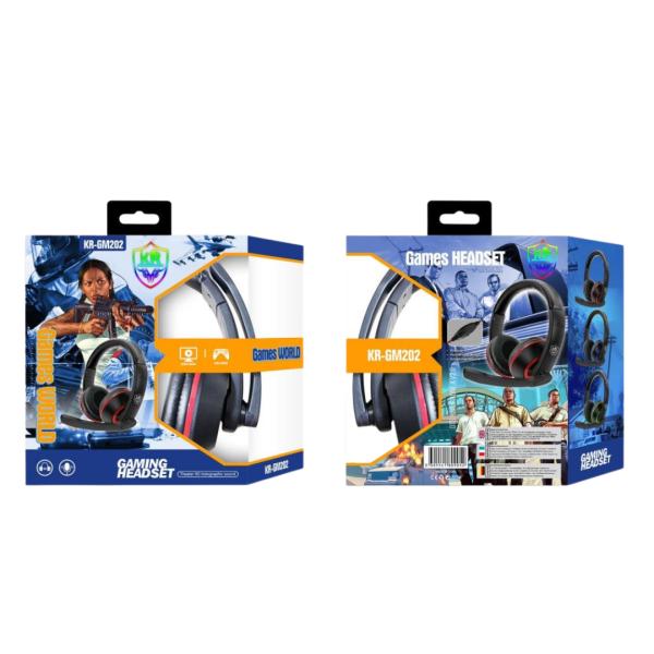 AUDIFONOS GAMES HEADSET CON CABLE STEREO MP3 KR-GM202 PS4 XBOX COLOR ROJO