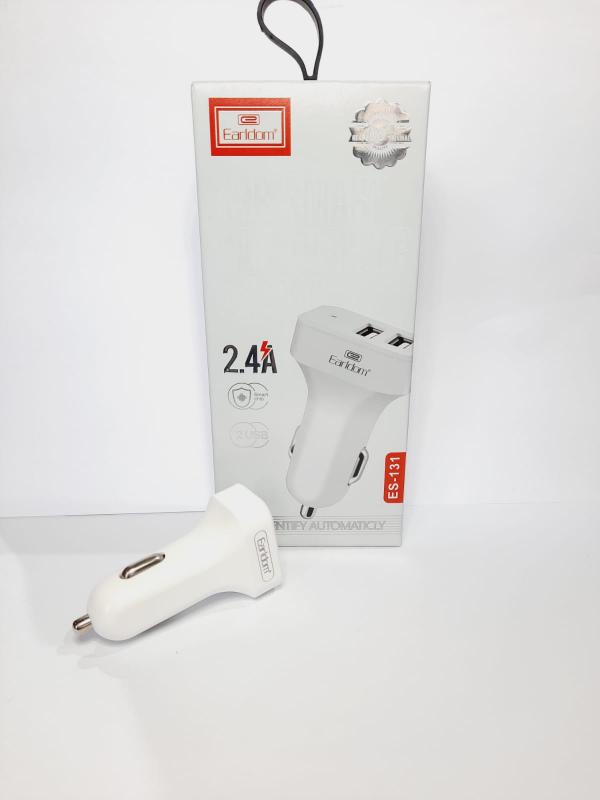 CARGADOR CUBO CARRO DOBLE USB 2.4A A ES-131 EARLDOM BLANCO