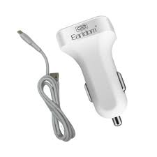 CARGADOR CUBO CARRO DOBLE USB 2.4 A CON CABLE LIGHTNING IPHONE  ES-131I EARLDOM BLANCO