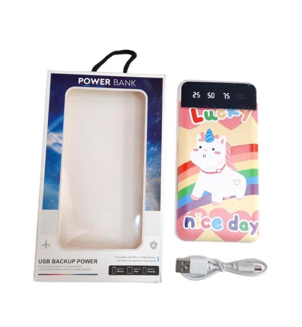 BATERIA DE EMERGENCIA POWER BANK 10000 MAH MARCADOR CON NUMERO DISE&Ntilde;OS ARCOIRIIS UNICORNIO