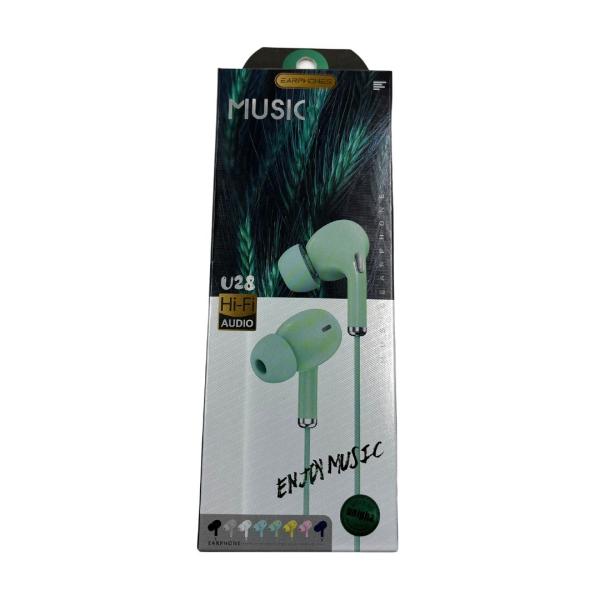 AUDIFONOS MANOS LIBRES CON CABLE STEREO  U28  COLOR VERDE