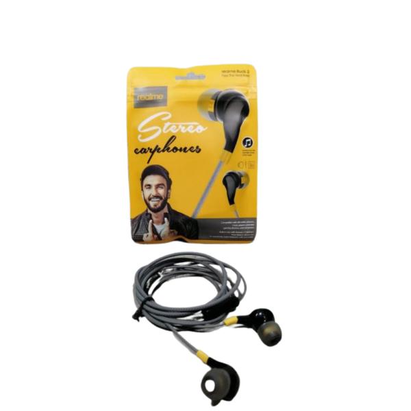 AUDIFONOS MANOS LIBRES CON CABLE STEREO EARPHONES REALME BUDS 2 MP3 GRIS CON NEGRO GRIS CON NEGRO