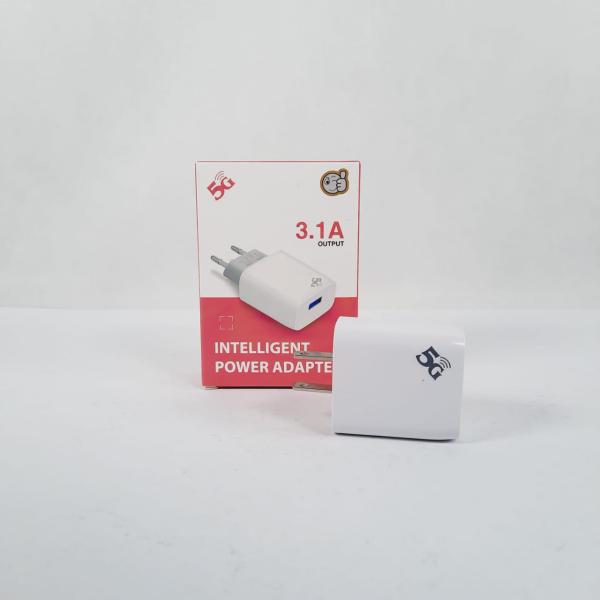 CARGADOR CUBO CASA LISO 3.1A 1 USB CAJA ROSA CON BLANCO