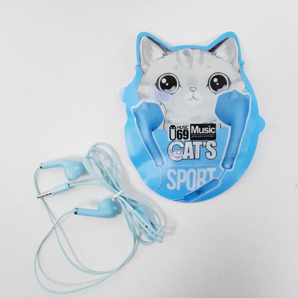 AUDIFONOS MANOS LIBRES CON CABLE STEREO MP3 U69 COLOR CELESTE