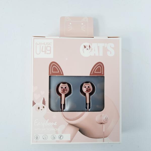 AUDIFONOS MANOS LIBRES CON CABLE STEREO MP3 U49 COLOR ROSADO