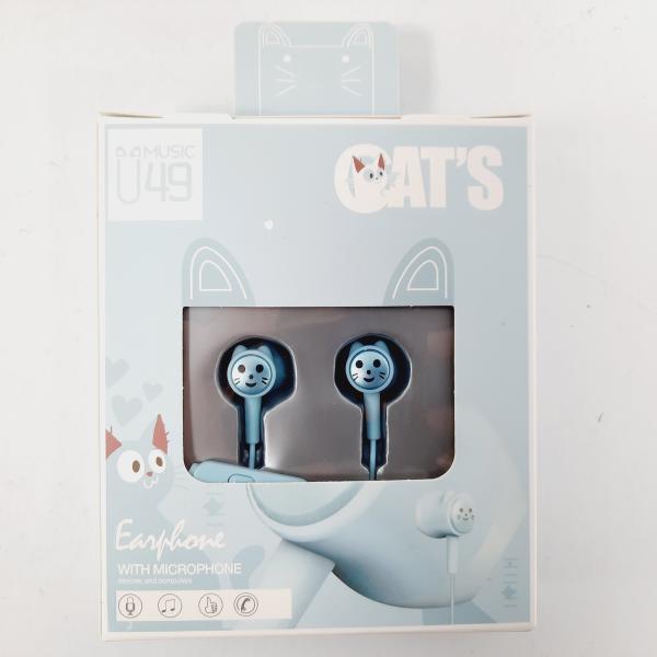AUDIFONOS MANOS LIBRES CON CABLE STEREO MP3 U49 COLOR CELESTE