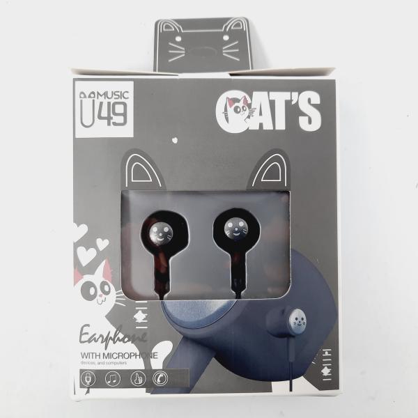 AUDIFONOS MANOS LIBRES CON CABLE STEREO MP3 U49 COLOR NEGRO