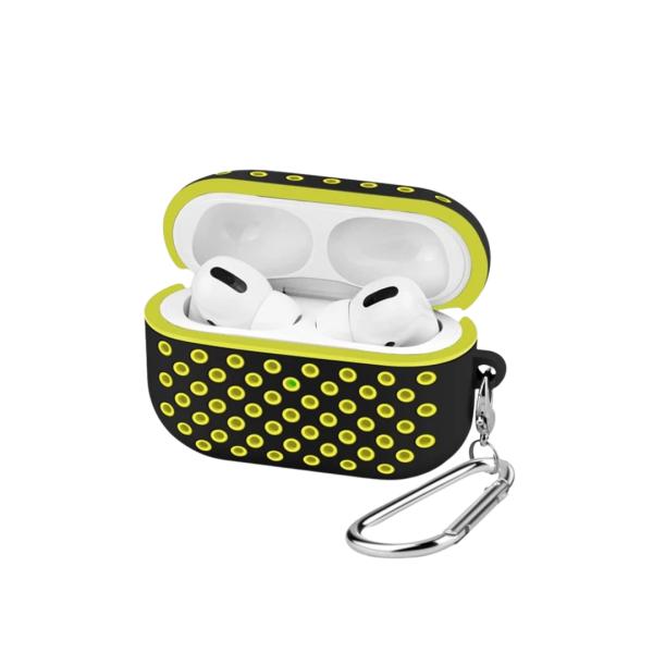 ESTUCHE PARA AUDIFONOS AIRPODS PRO NIKE  EARPODS INPODS COLOR NEGRO CON AMARILLO