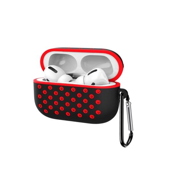 ESTUCHE PARA AUDIFONOS AIRPODS PRO NIKE  EARPODS INPODS COLOR NEGRO CON ROJO