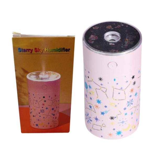 HUMIDIFICADOR DE AROMAS PARA CASA CON PROYECCION DE ESPACIO ROSADO CON LED