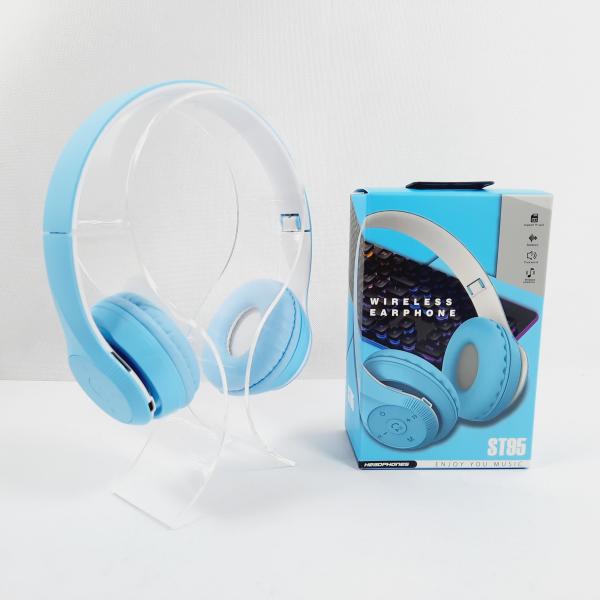 AUDIFONOS MANOS LIBRES BLUETOOTH STEREO MP3 ST-95  COLOR CELESTE