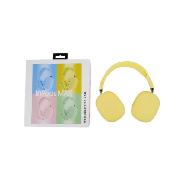 AUDIFONOS MANOS LIBRES BLUETOOTH STEREO MP3 INPODS MAX  COLOR AMARILLO