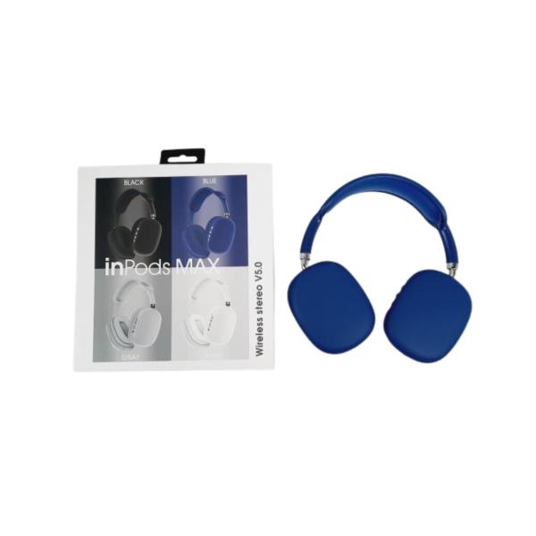 AUDIFONOS MANOS LIBRES BLUETOOTH STEREO MP3 INPODS MAX  COLOR AZUL