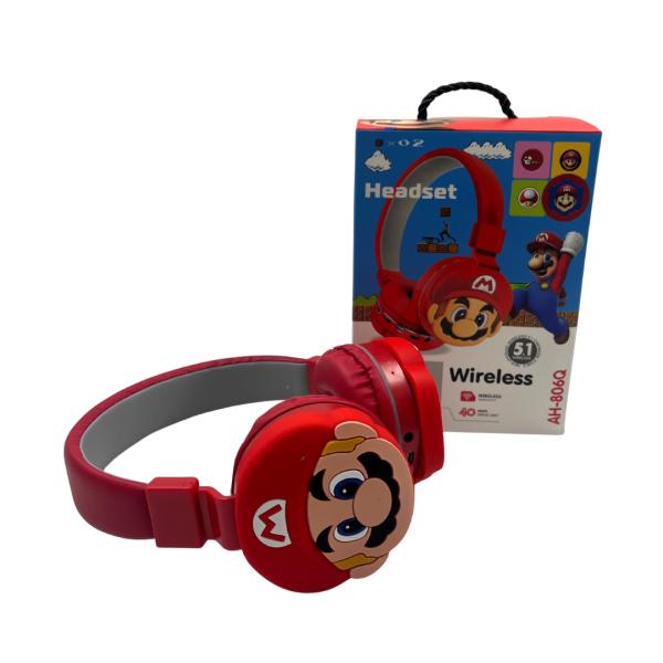 AUDIFONOS MANOS LIBRES BLUETOOTH STEREO MP3 WIRELESS AH-806E MARIO ROJO