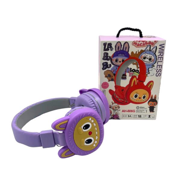 AUDIFONOS MANOS LIBRES BLUETOOTH STEREO MP3 WIRELESS AH-806E LABUBU MORADO