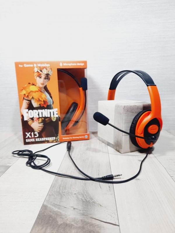 AUDIFONOS MANOS LIBRES CON CABLE STEREO MP3 SERIES X PS4 XBOX COLOR ANARANJADO X13 FORNITE