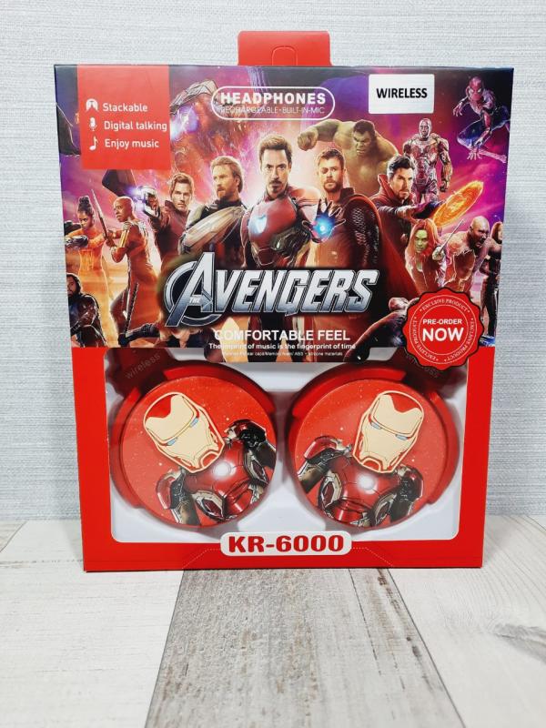 AUDIFONOS MANOS LIBRES BLUETOOTH  STEREO KR-6000 COLOR 35 IRONMAN ROJO