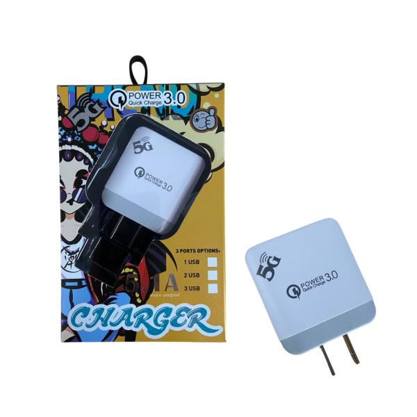 CARGADOR CUBO CASA 5.1A 2 USB CAJA AMARILLA CON NEGRO