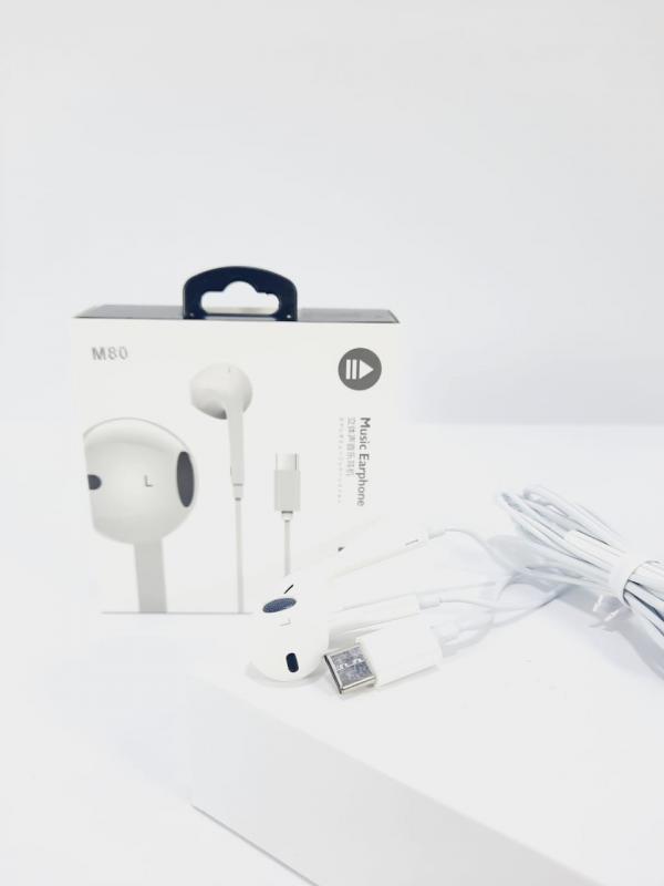 AUDIFONOS MANOS LIBRES CONECTOR TIPO-C M80 CON CABLE STEREO MP3