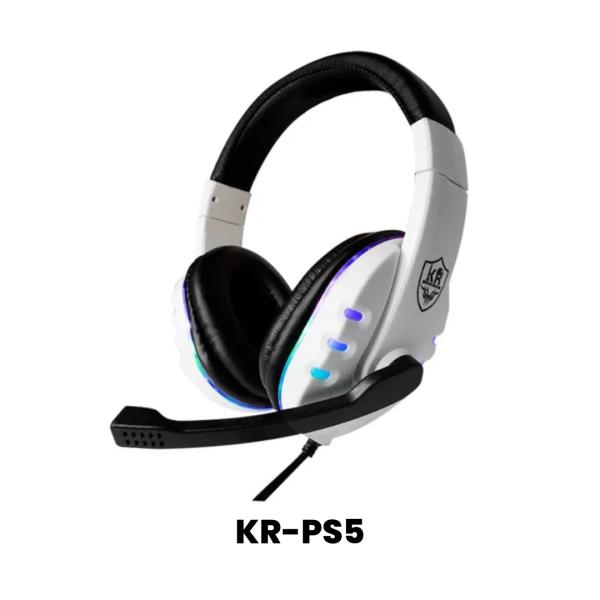 AUDIFONOS MANOS LIBRES CON CABLE STEREO MP3 KRPS-5  PS5, PS4, XBOX, COLOR BLANCO CON RGB