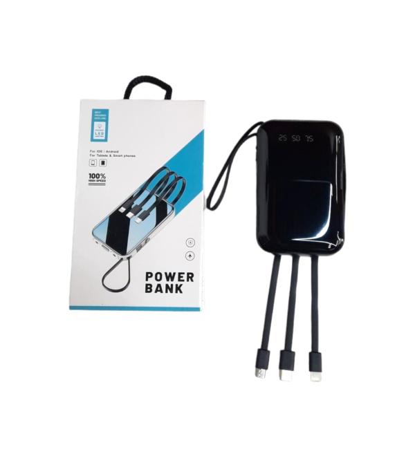 BATERIA DE EMERGENCIA POWER BANK 10000 MAH CABLE USB-TIPOC-MICRO Y LIGHTNING CON PANTALLA DE ESPEJO COMPLETA MARCADOR LCD COLOR ROJO