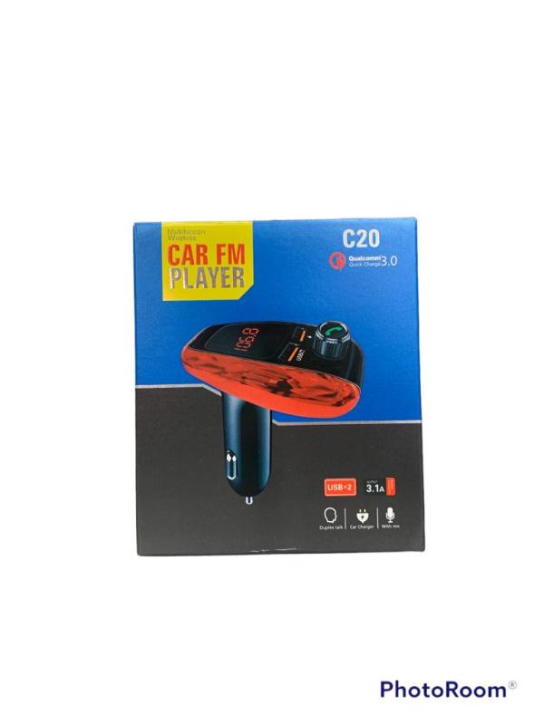 CARGADOR CUBO CARRO DOBLE USB 2.4 A CON BLUETHOOTH Y FM TRANSMISOR X27 C20