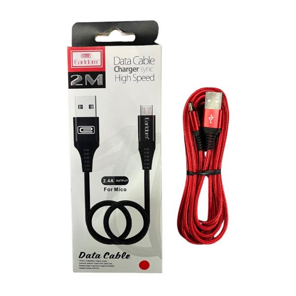 CABLES USB MICRO V8  EC-038M 2M EARLDOM ROJO