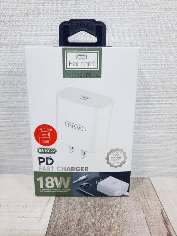 CARGADOR CUBO CASA ES-KC22 SALIDA USB TIPO-C CON CABLE PD-IOS LIGHTNING IPHONE EARLDOM