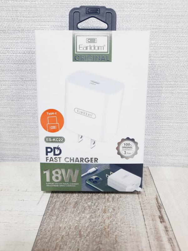 CARGADOR CUBO CASA ES-KC22 SALIDA USB TIPO-C CON CABLE PD-TIPO-C EARLDOM