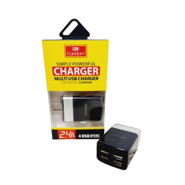 CARGADOR CUBO CASA ES-166 SALIDA 4 USB 2.4A EARLDOM