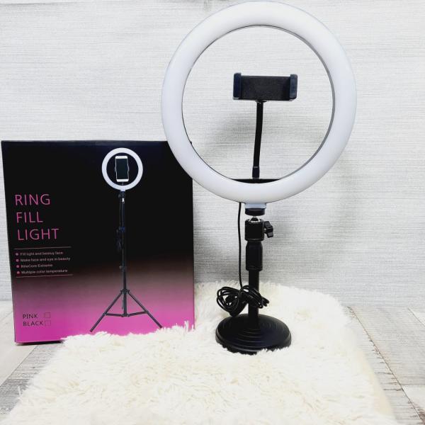 ARO DE LUZ CON HOLDER PARA TRIPODE CON BASE TELESCOPICA PARA MESA  USB TAMA&Ntilde;O 26 CM