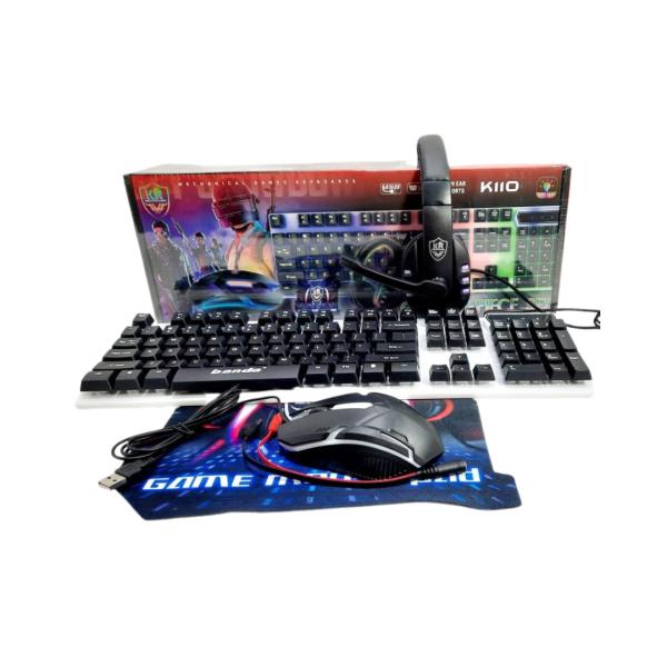 SET O KIT DE TECLADO RGB , MOUSE RGB , MOUSE PAD Y AUDIFONO RGB K110