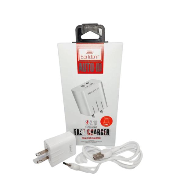 CARGADOR CUBO CASA ES-167C CON CABLE TIPO-C EARLDOM