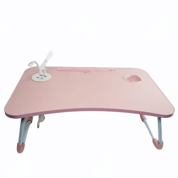 BASE PARA LAPTOP DE MADERA CON CONECTORES USB 840 PARA USAR EN LA CAMA,COMER/MULTIFUNCION COLOR ROSADO