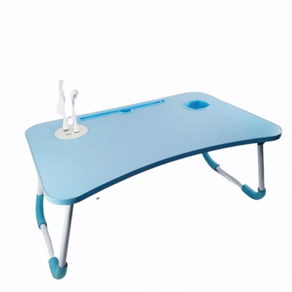 BASE PARA LAPTOP DE MADERA CON CONECTORES USB 840 PARA USAR EN LA CAMA,COMER/MULTIFUNCION COLOR CELESTE