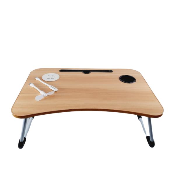 BASE PARA LAPTOP DE MADERA CON CONECTORES USB 840 PARA USAR EN LA CAMA,COMER/MULTIFUNCION COLOR MADERA