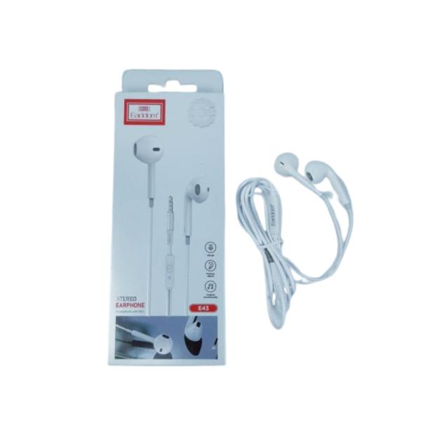 AUDIFONOS MANOS LIBRES CON CABLE STEREO MP3 EARLDOM ET-E43 COLOR BLANCO