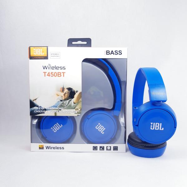 AUDIFONOS MANOS LIBRES BLUETOOTH STEREO MP3 JBL BASS T450BT COLOR AZUL