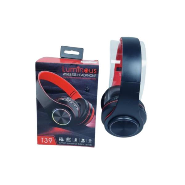AUDIFONOS MANOS LIBRES BLUETOOTH STEREO MP3 T39  COLOR NEGRO
