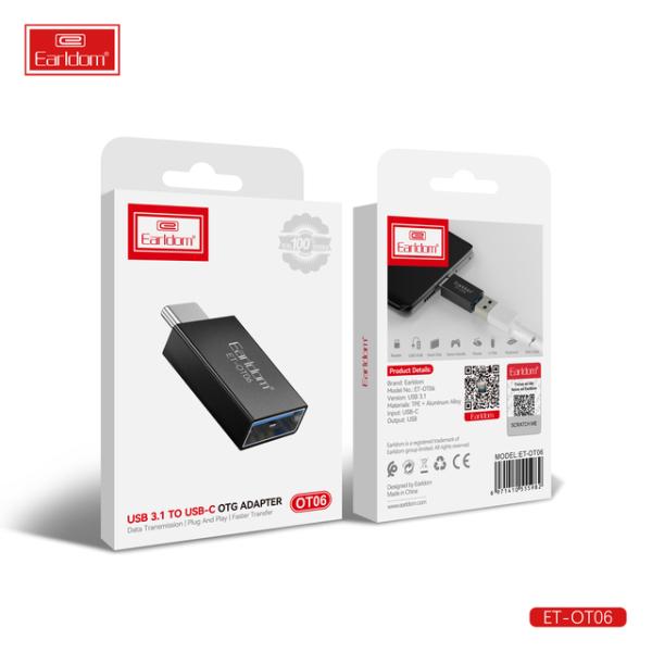 OTG USB TIPO A O NORMAL A TIPO-C ET-OT06 EARLDOM NEGRO